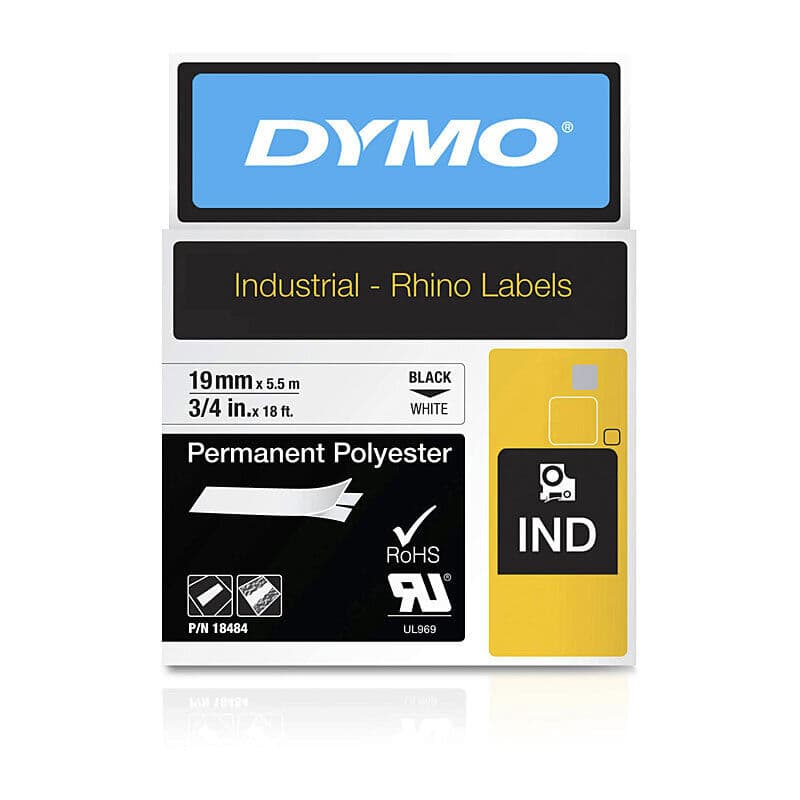 DymoRhino Blk on Wht 19mm Tape by Dymo — Buy at FetchInk Australia
