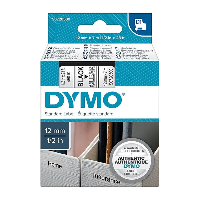 D1 Blk on Clr 12mmx7m Tape by Dymo — Buy at FetchInk Australia