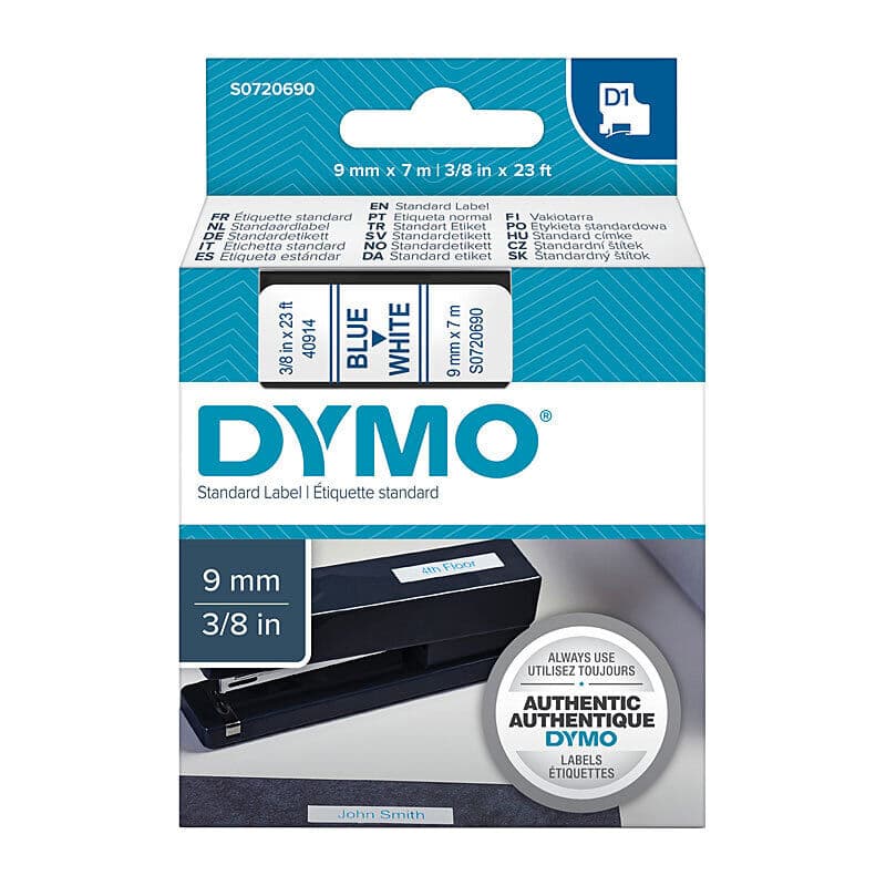 D1 Blue on Wht 9mm x7m Tape by Dymo — Buy at FetchInk Australia