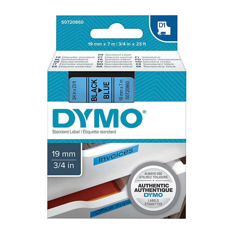 D1 Blk on Blue 19mmx7m Tape by Dymo — Buy at FetchInk Australia