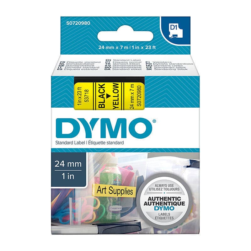 D1 Blk on Yell 24mmx7m Tape by Dymo — Buy at FetchInk Australia