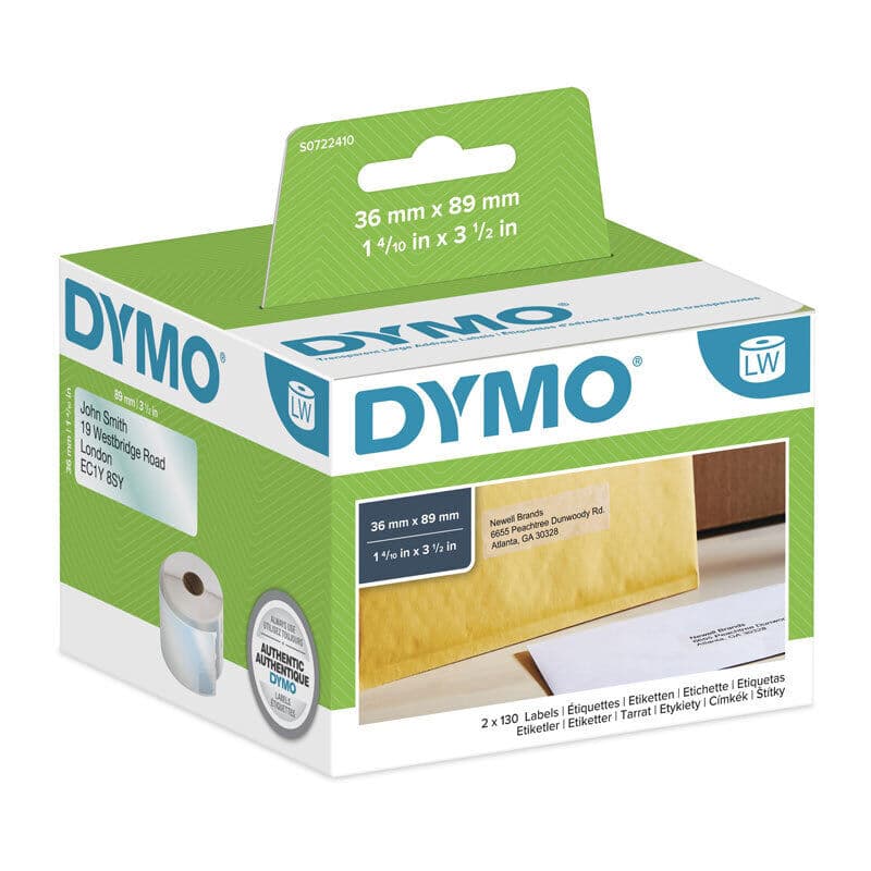 Dymo LW 36mm x 89mm Clear by Dymo — Buy at FetchInk Australia