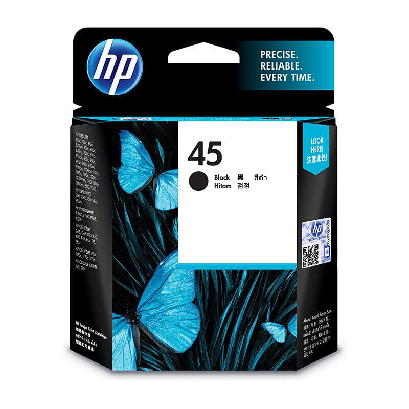 HP #45 Black Ink Cart 51645AA by HP — Buy at FetchInk Australia